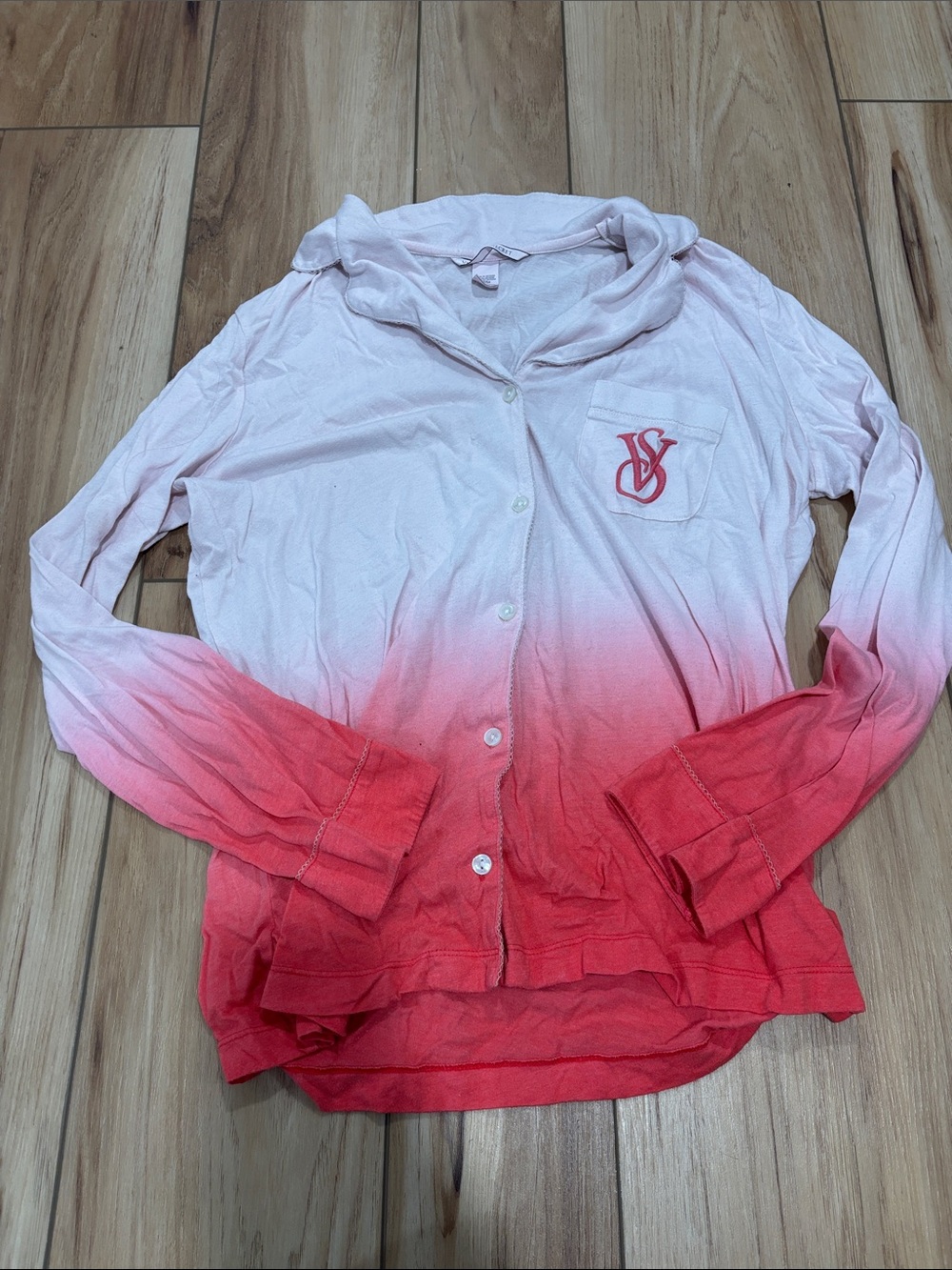 PINK Victoria's Secret Pink Ombre Hooded Button-Down Shirt